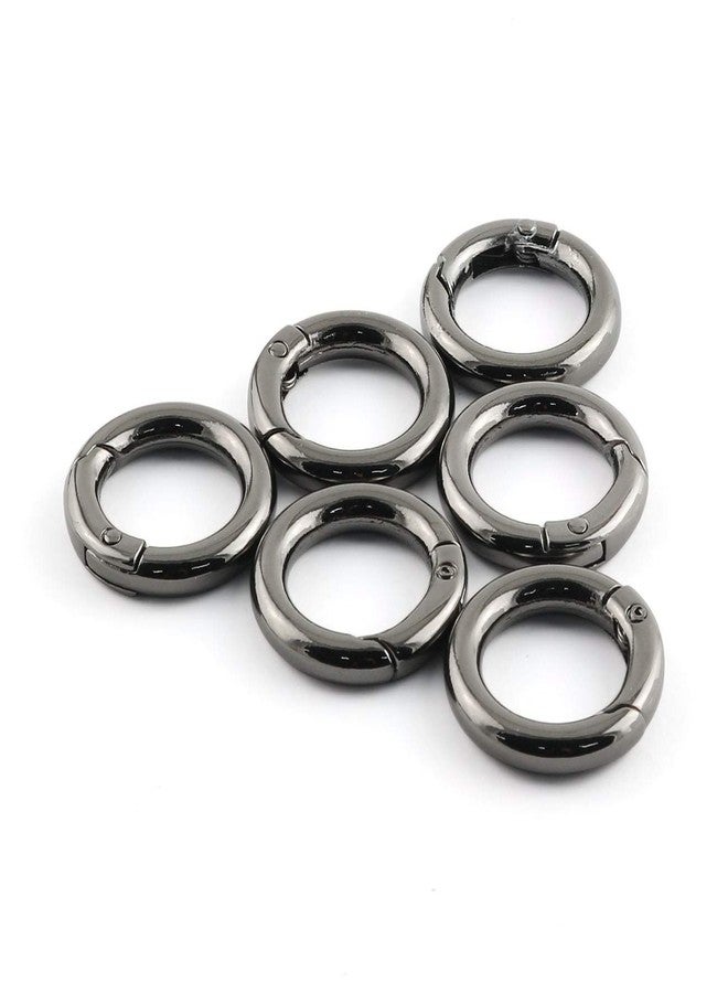 JCBIZ 6pcs Zinc Alloy Round Spring Snap Hooks Clip DIY Accessories for Handbag Purse Shoulder Strap Key Chains,17mm/0.67in Inner Diameter Circle Metal Key Ring Buckle(Black) - Image 2